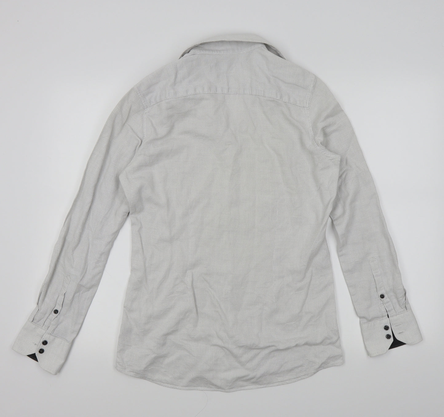 NEXT Mens White Geometric   Button-Up Size 15