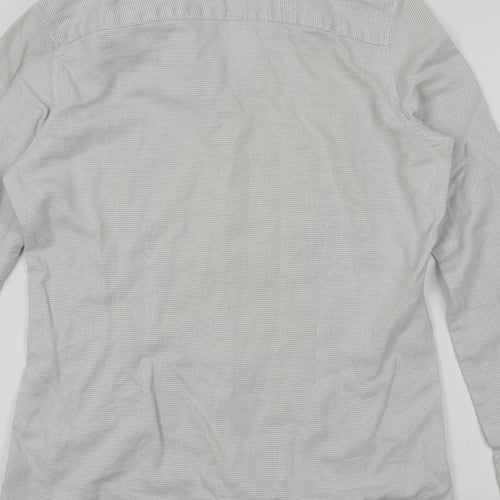 NEXT Mens White Geometric   Button-Up Size 15