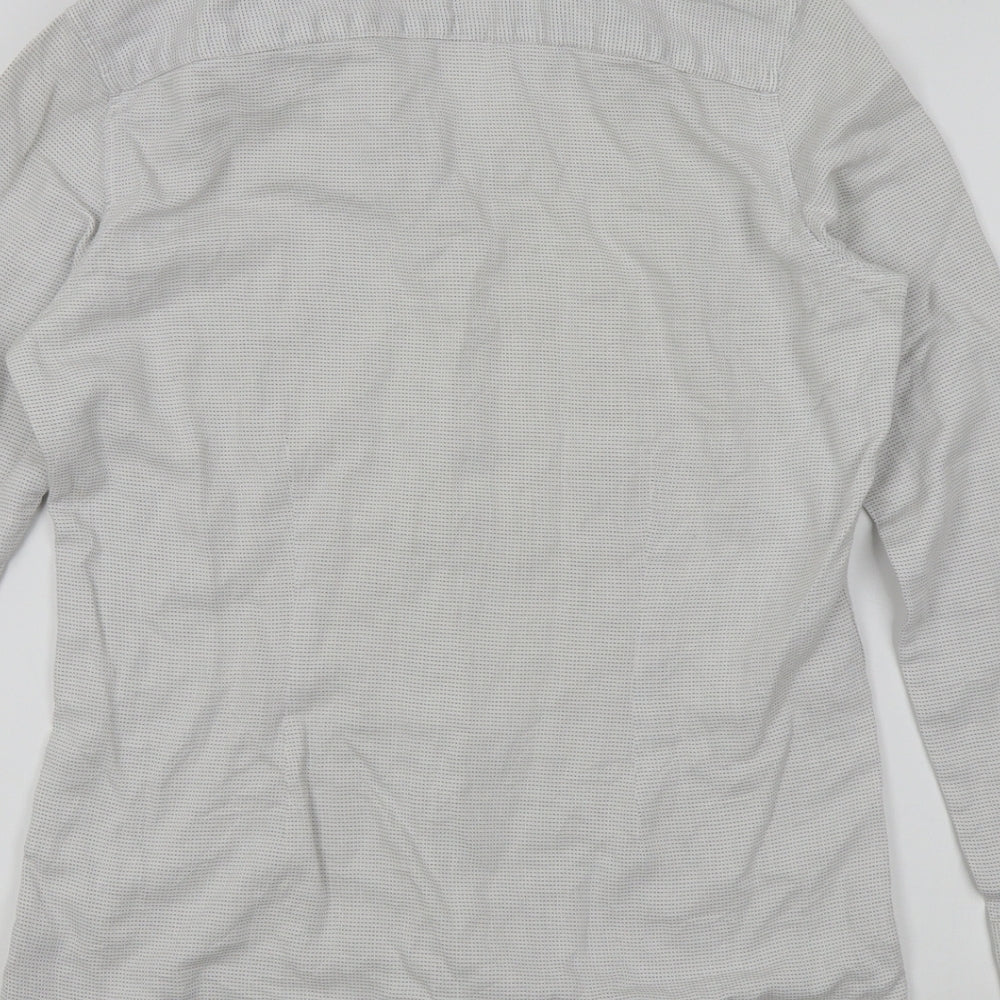 NEXT Mens White Geometric   Button-Up Size 15