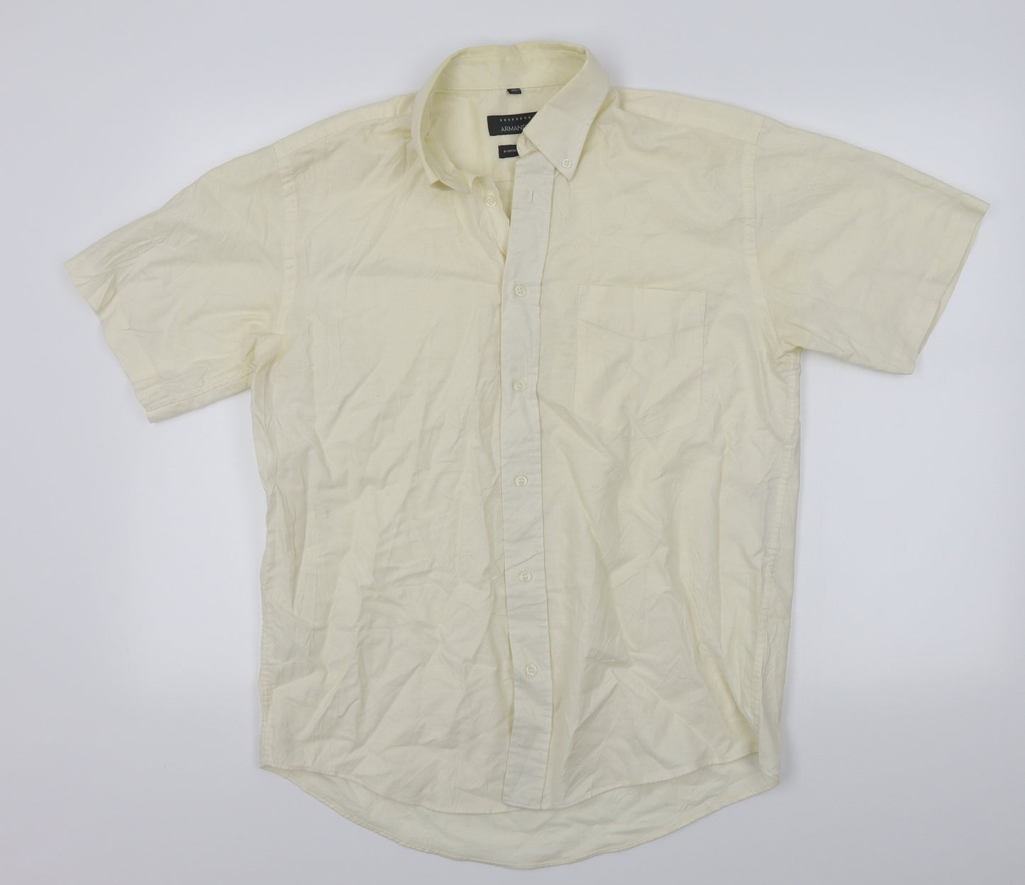 ARMANDO Mens Beige    Button-Up Size 15.5