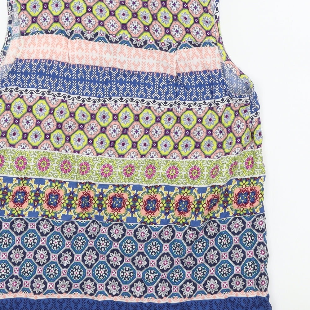 TU Womens Multicoloured Geometric  Basic Button-Up Size 8