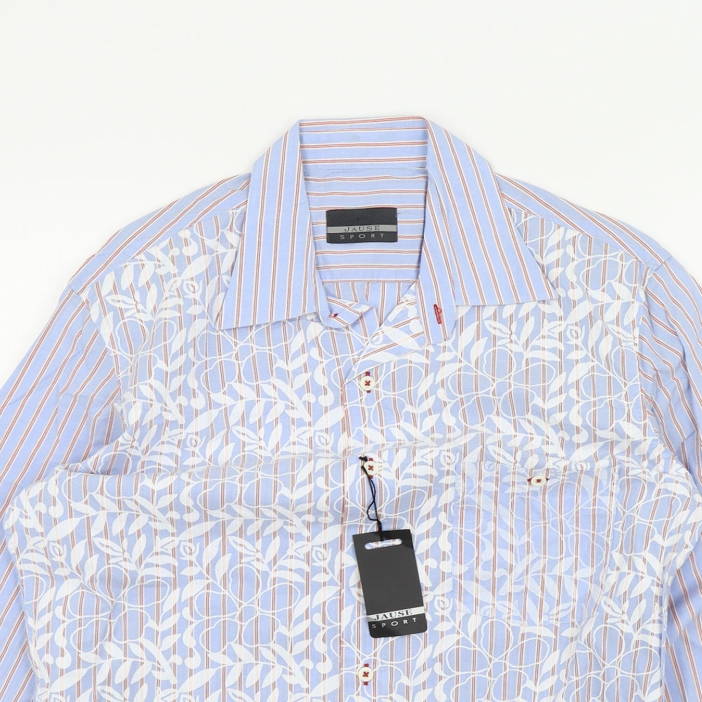 JAUSE SPORT Mens Blue Geometric   Button-Up Size M