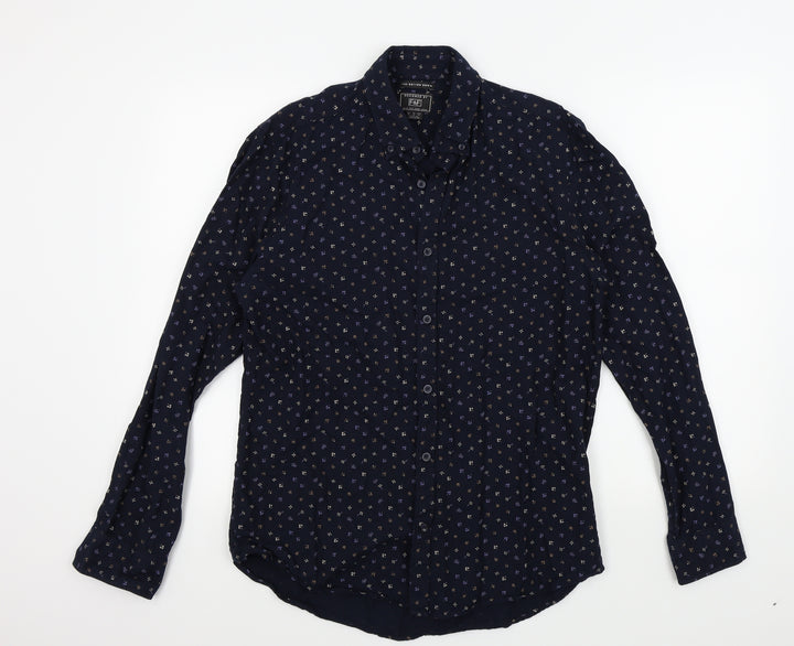 F&F Mens Blue Geometric Button-Up Size M