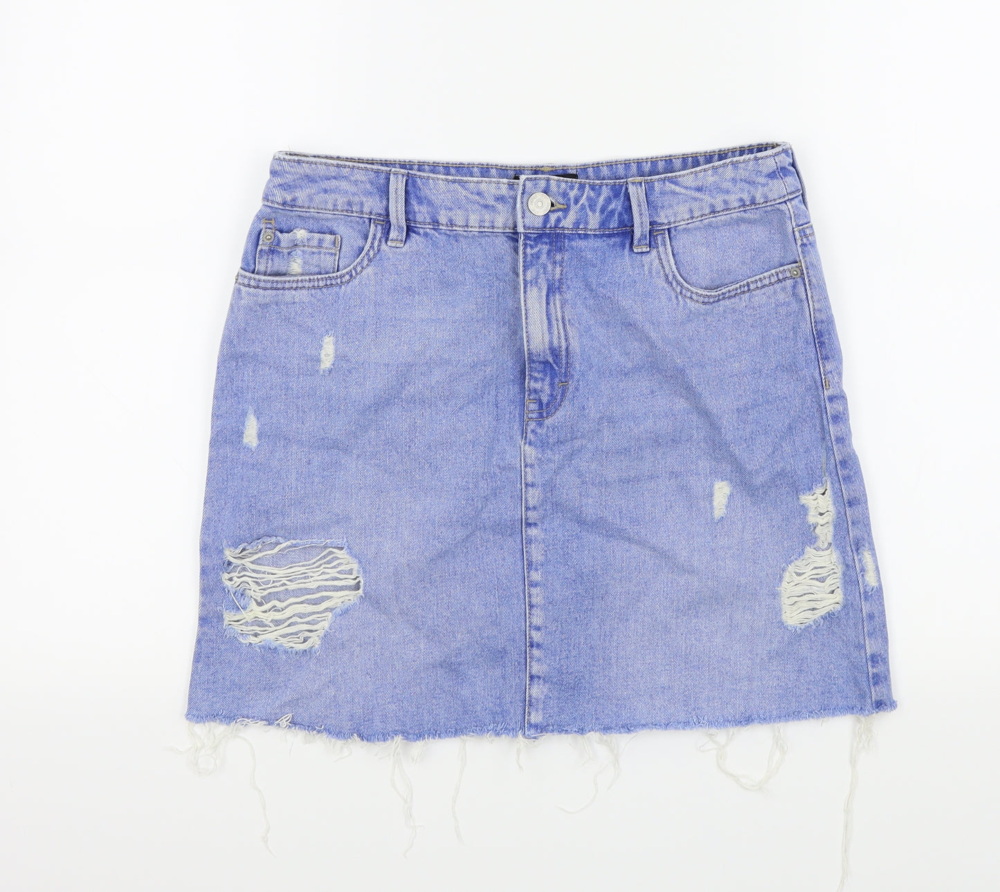 F&F Womens Blue   A-Line Skirt Size 10  - Ripped details