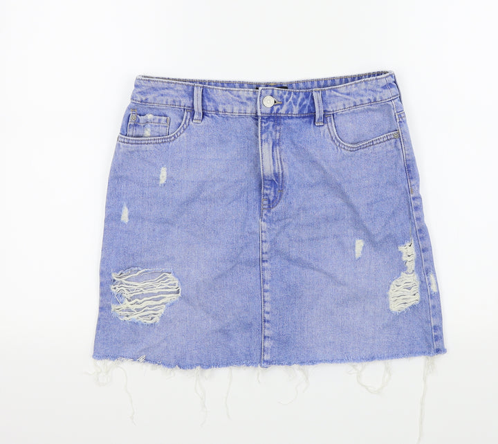 F&F Womens Blue   A-Line Skirt Size 10  - Ripped details