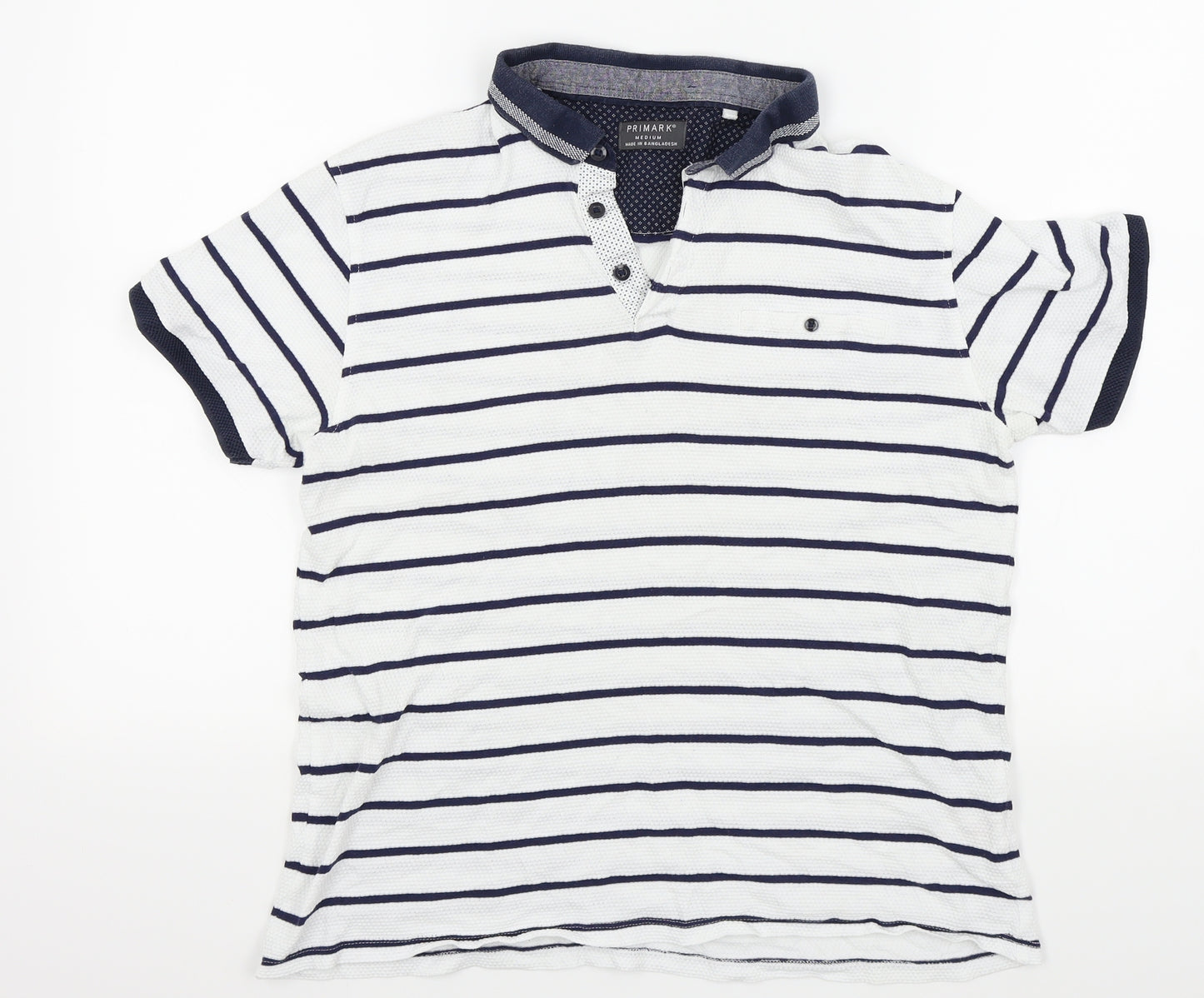 Primark Mens Silver Striped   Polo Size M