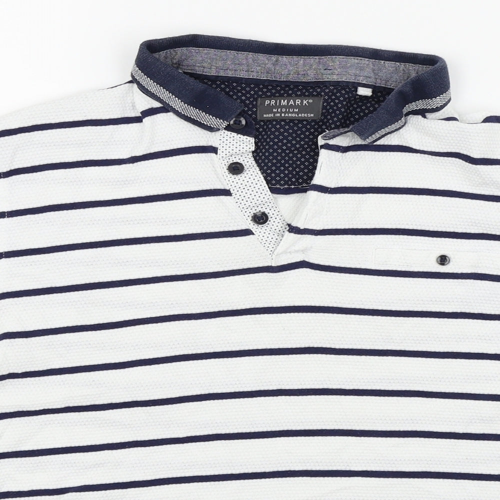 Primark Mens Silver Striped   Polo Size M