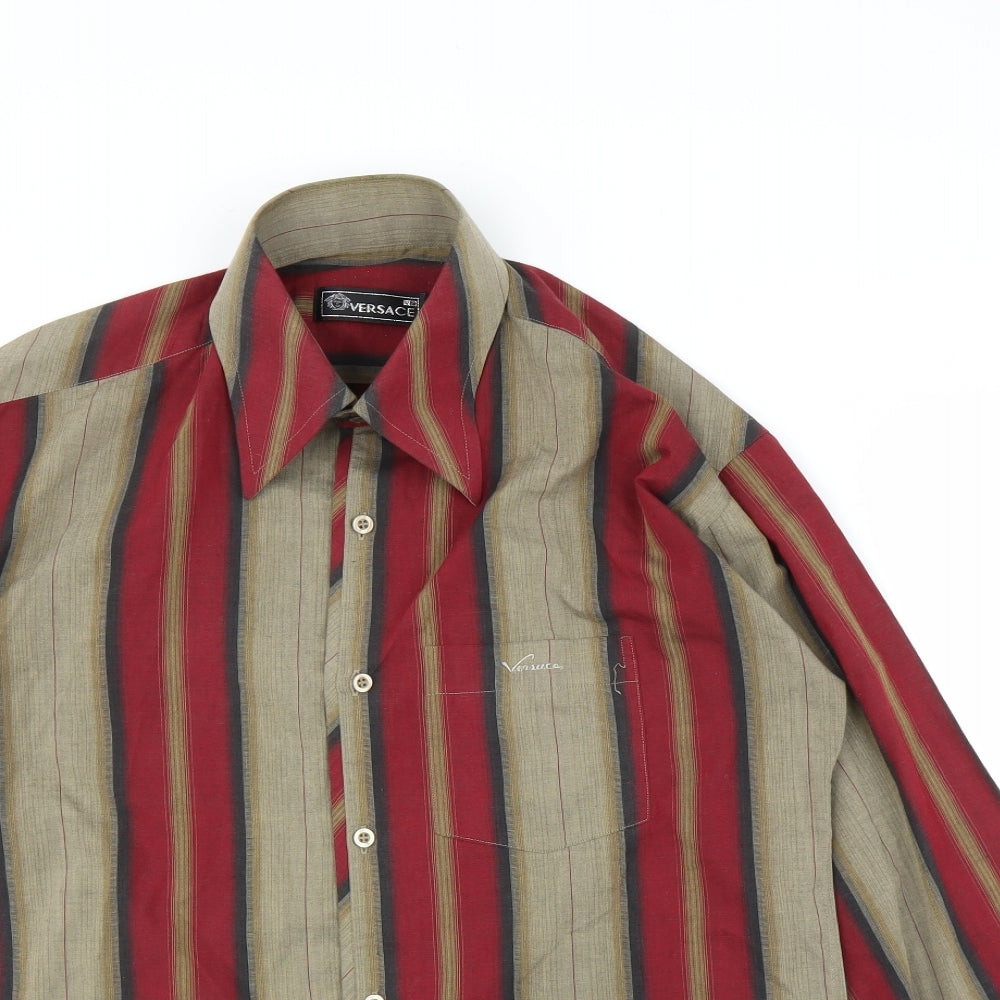 Versace Mens Multicoloured Striped   Button-Up Size XL