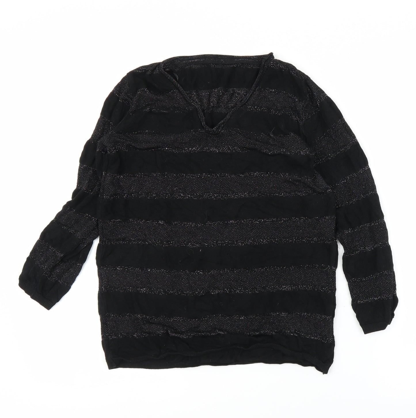 George Womens Black Striped  Pullover Jumper Size 10