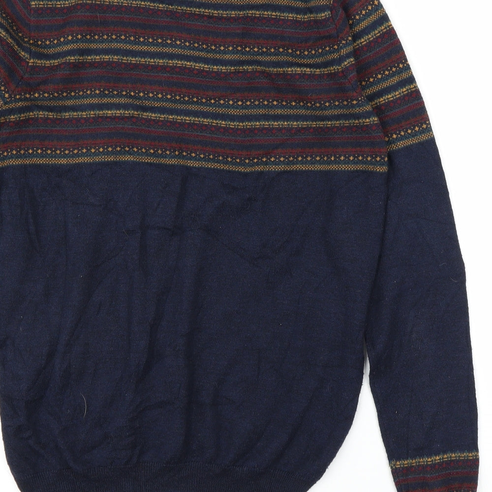 Cedar Wood State Mens Blue Fair Isle  Pullover Jumper Size XS