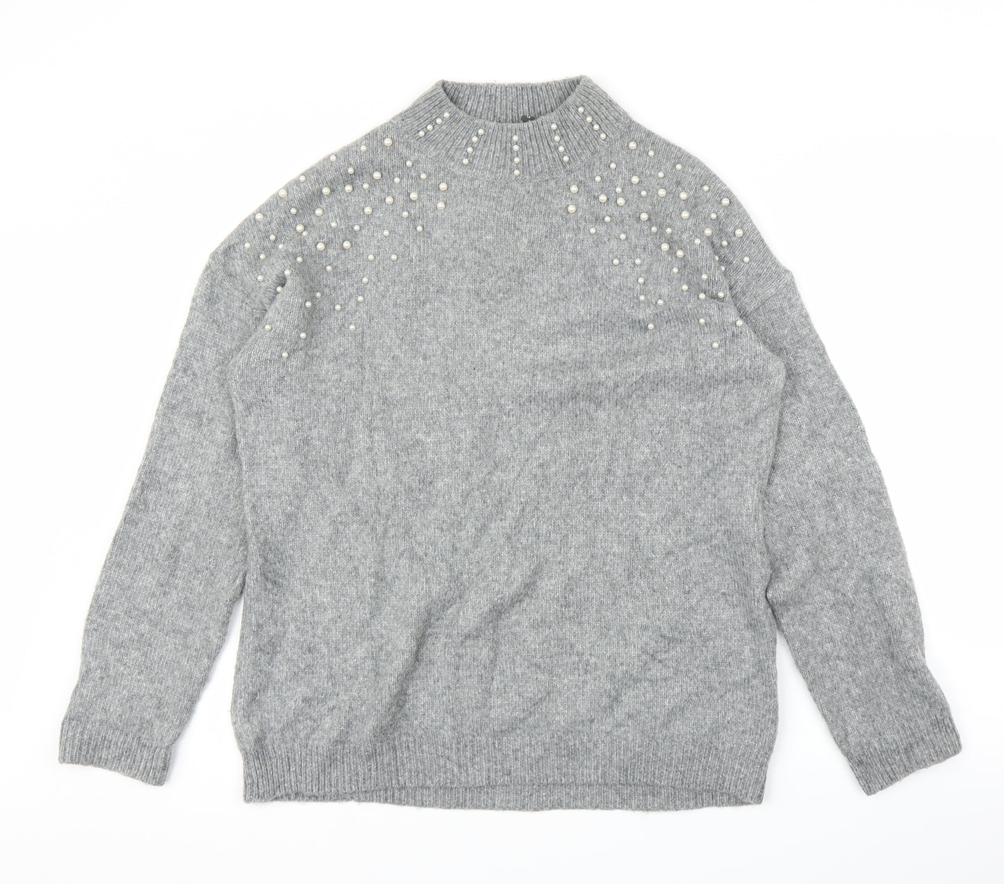 Bonmarché Womens Grey   Pullover Jumper Size 14  - Pearls