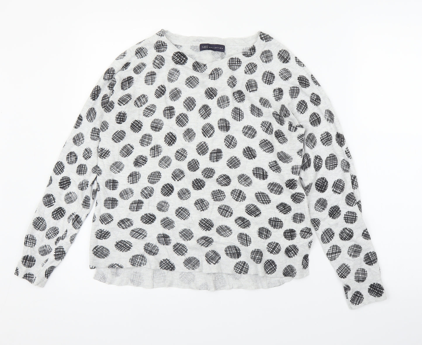 M&S Womens Grey   Pullover Jumper Size 12  - Circle pattern