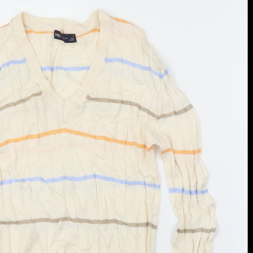 M&S Womens Beige Striped  Pullover Jumper Size S