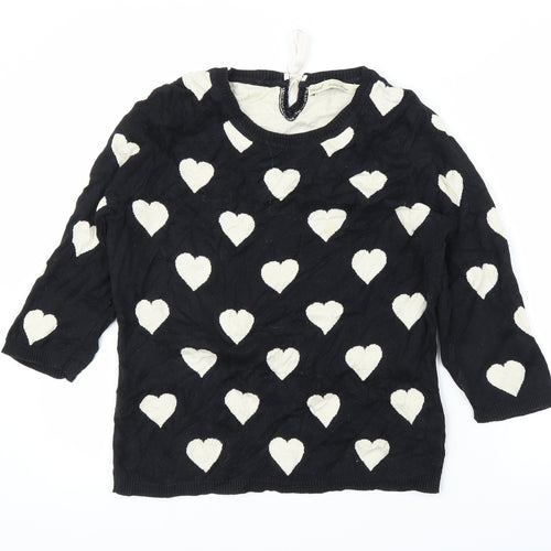 NEXT Womens Black   Pullover Jumper Size 10  - Loveheart