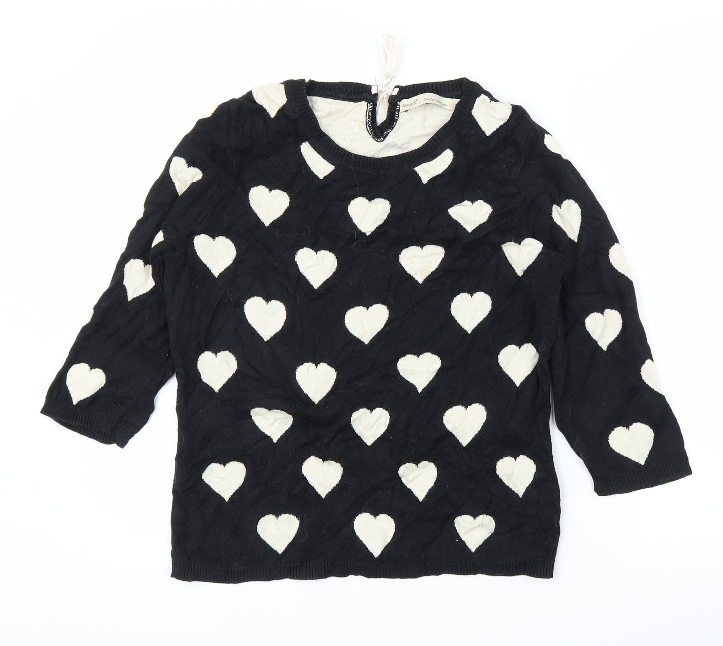 NEXT Womens Black   Pullover Jumper Size 10  - Loveheart