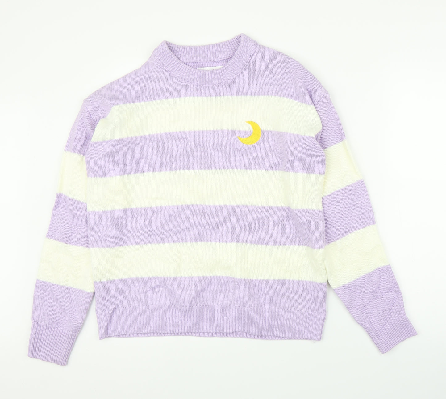 Miss Sumy Womens Purple Striped  Pullover Jumper Size L