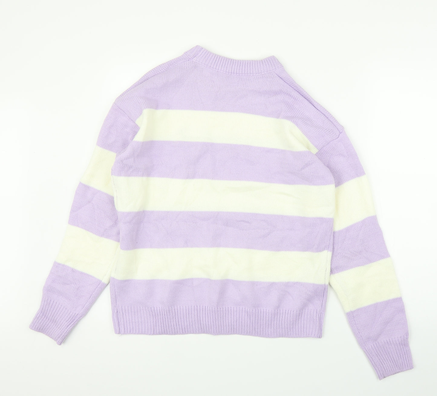 Miss Sumy Womens Purple Striped  Pullover Jumper Size L
