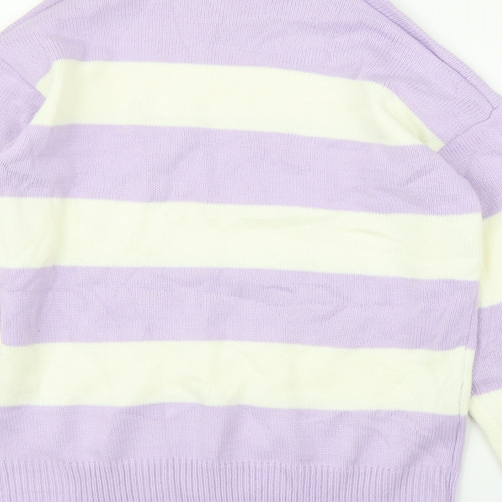 Miss Sumy Womens Purple Striped  Pullover Jumper Size L