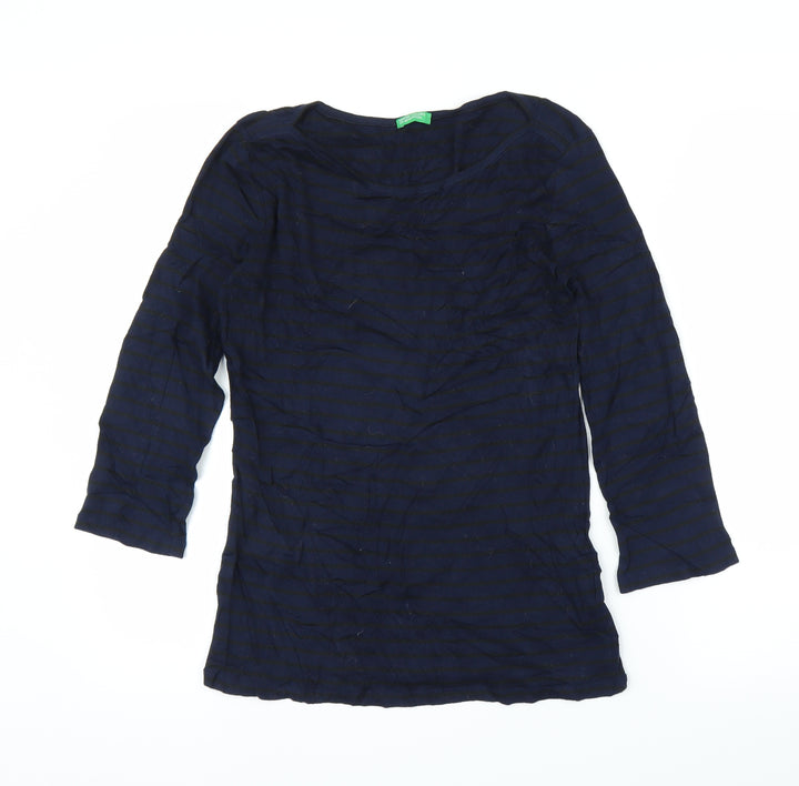 United Colors of Benetton Womens Blue Striped  Tunic Blouse Size S
