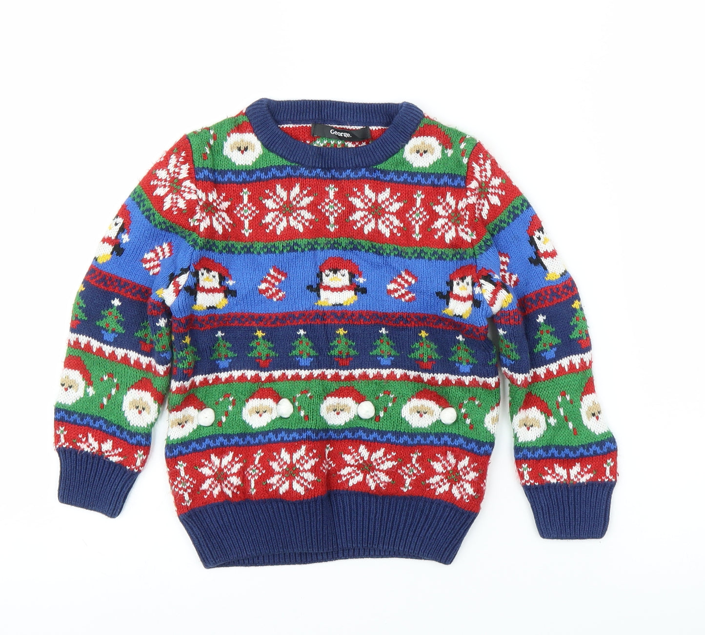 George Boys Blue   Pullover Jumper Size 3-4 Years  - Christmas