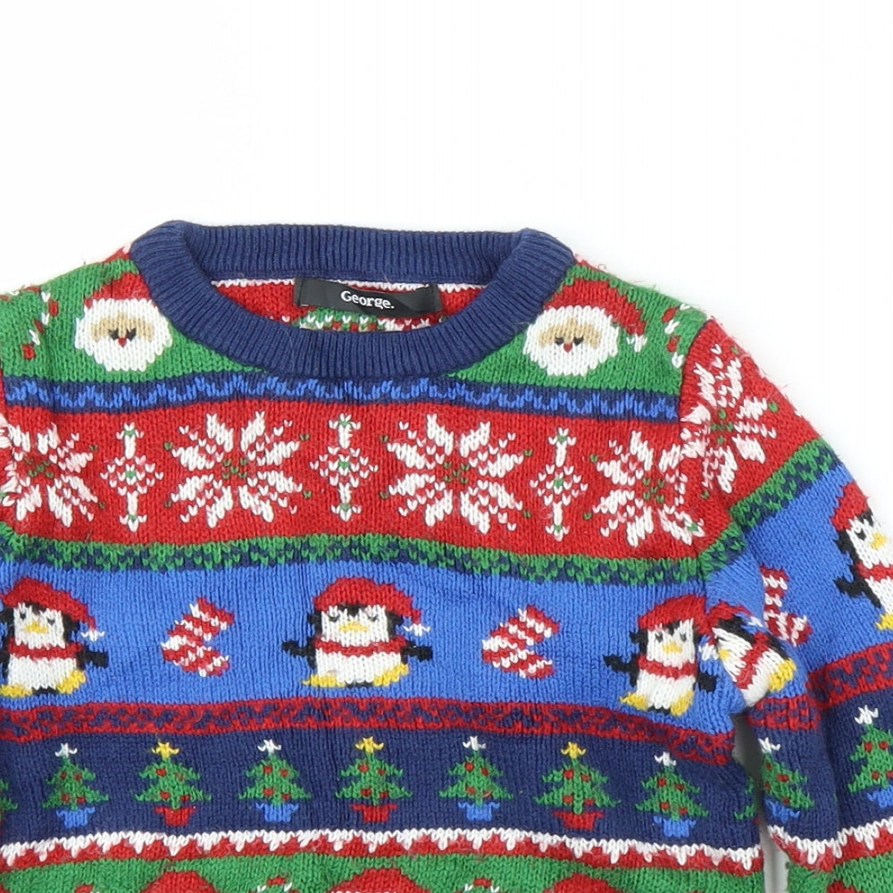 George Boys Blue   Pullover Jumper Size 3-4 Years  - Christmas