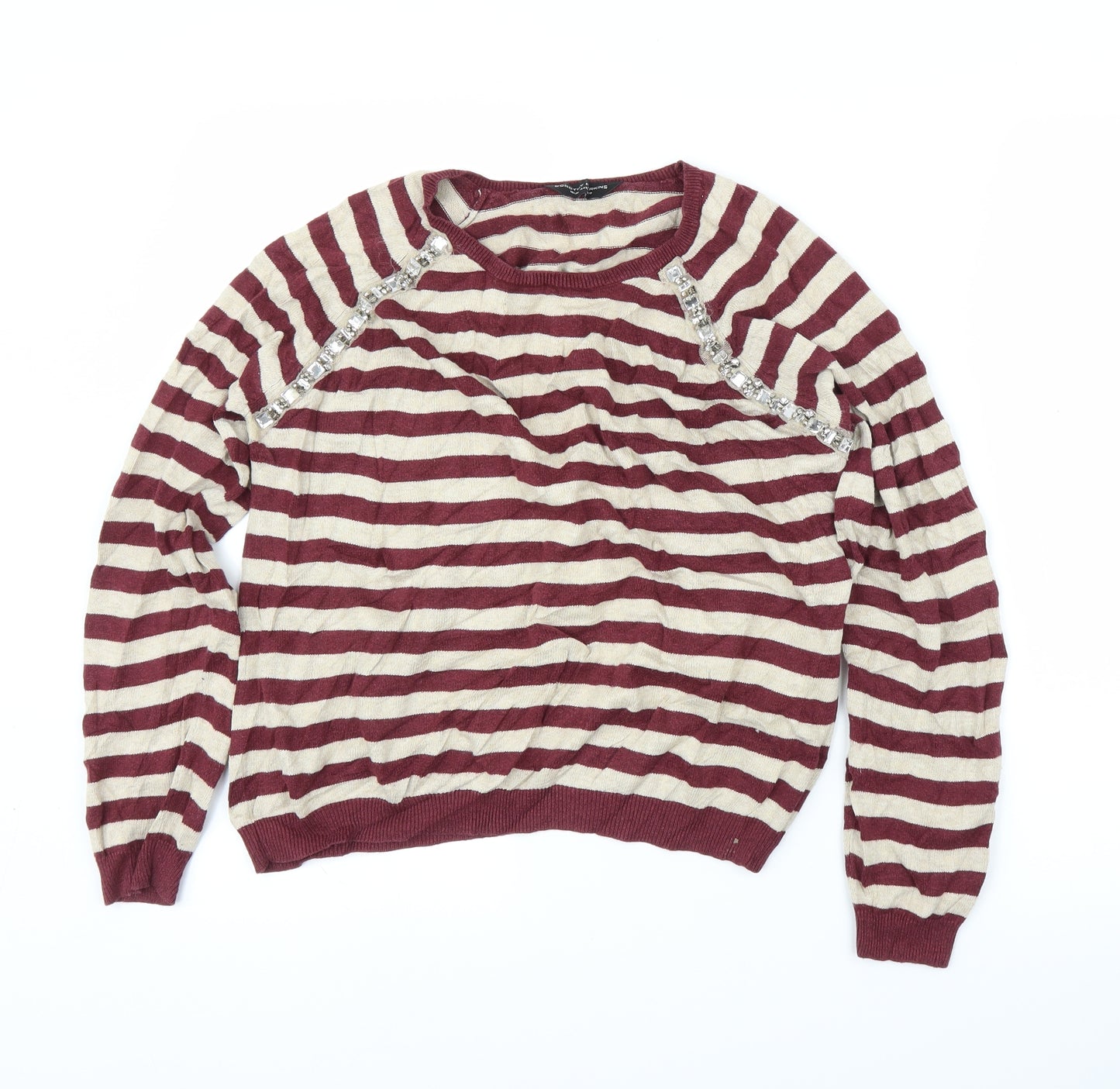 Dorothy Perkins Womens Purple Striped  Pullover Jumper Size 16
