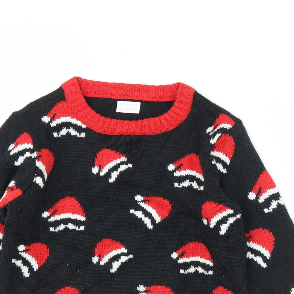 F&F Boys Black   Pullover Jumper Size 6-7 Years  - Christmas