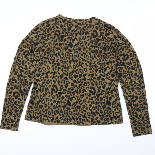 F&F Womens Beige Animal Print  Cardigan Jumper Size 16  - Leopard print