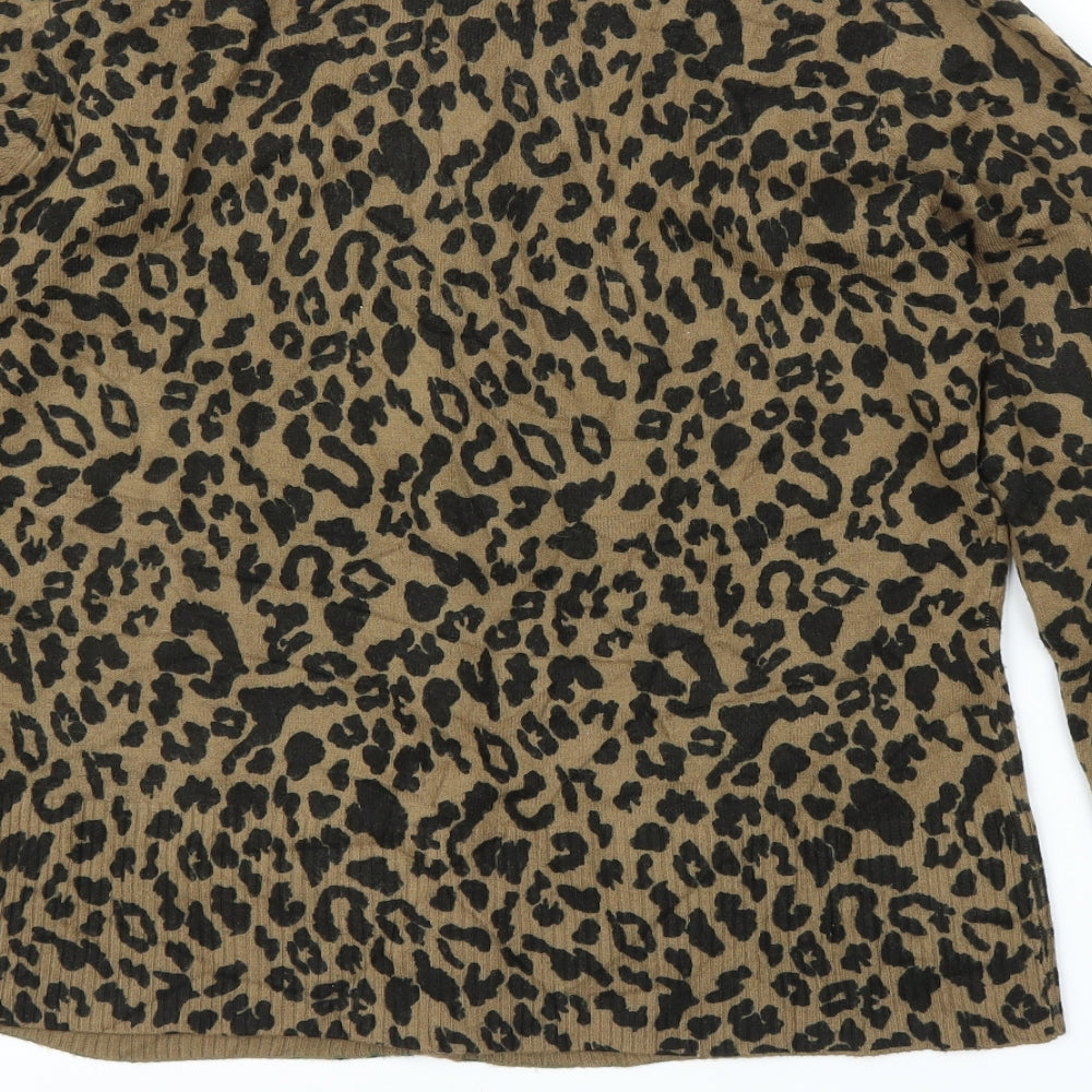 F&F Womens Beige Animal Print  Cardigan Jumper Size 16  - Leopard print