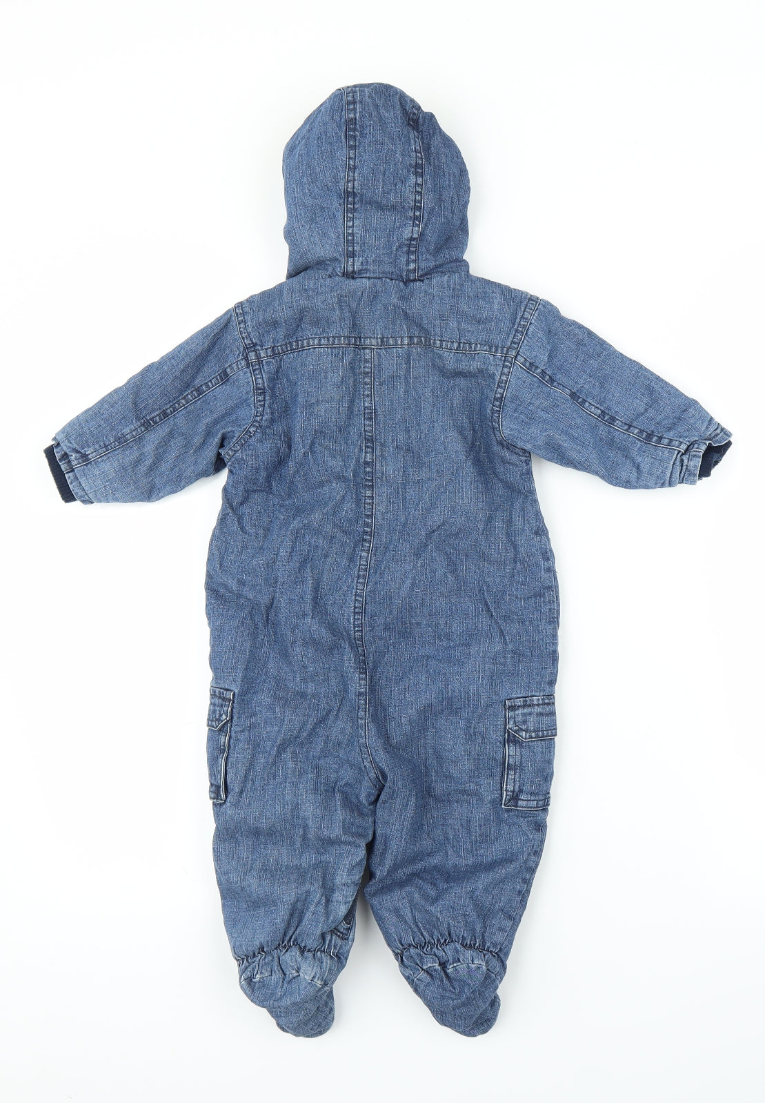 NEXT Baby Blue  Denim Duffle Coat Snowsuit Size 6-9 Months