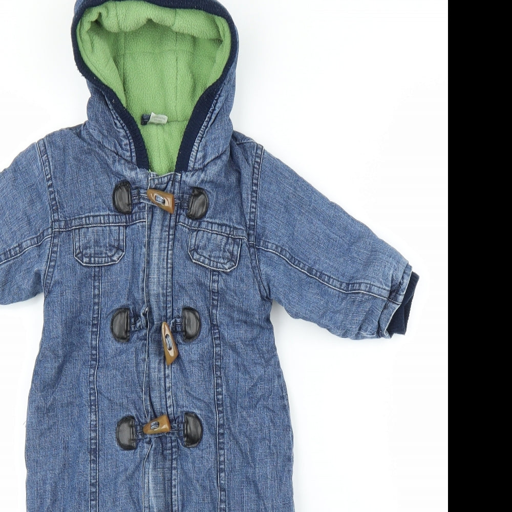 NEXT Baby Blue  Denim Duffle Coat Snowsuit Size 6-9 Months