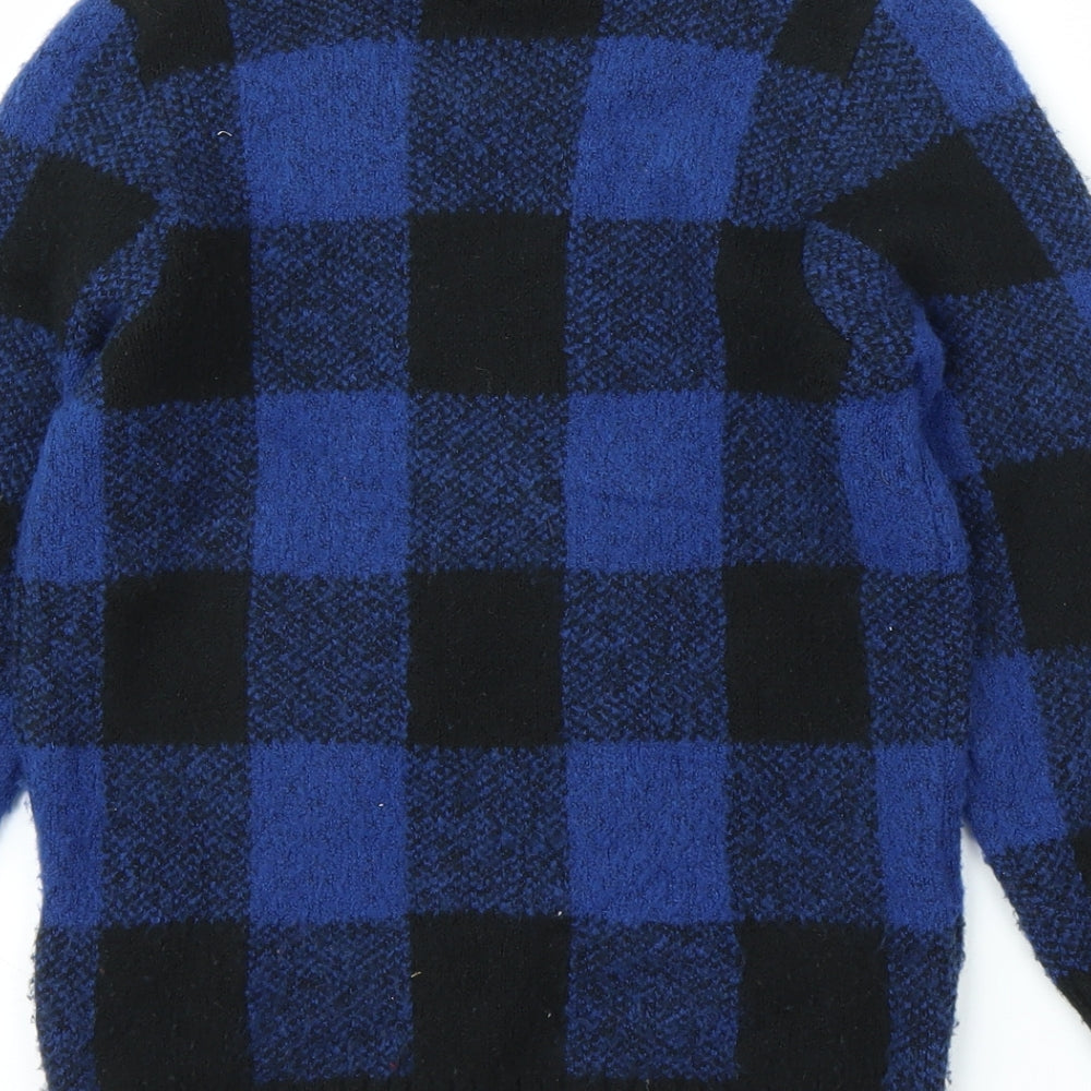 M&S Girls Blue Check  Vest Jumper Size 6-7 Years
