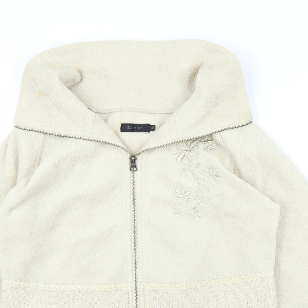 Estelle Womens Beige  Fleece Full Zip Jumper Size M
