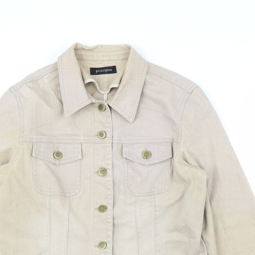 Principles Womens Beige  Denim Jacket  Size 14