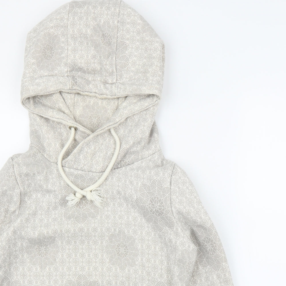 Rock Angel Womens Beige Floral  Pullover Hoodie Size M