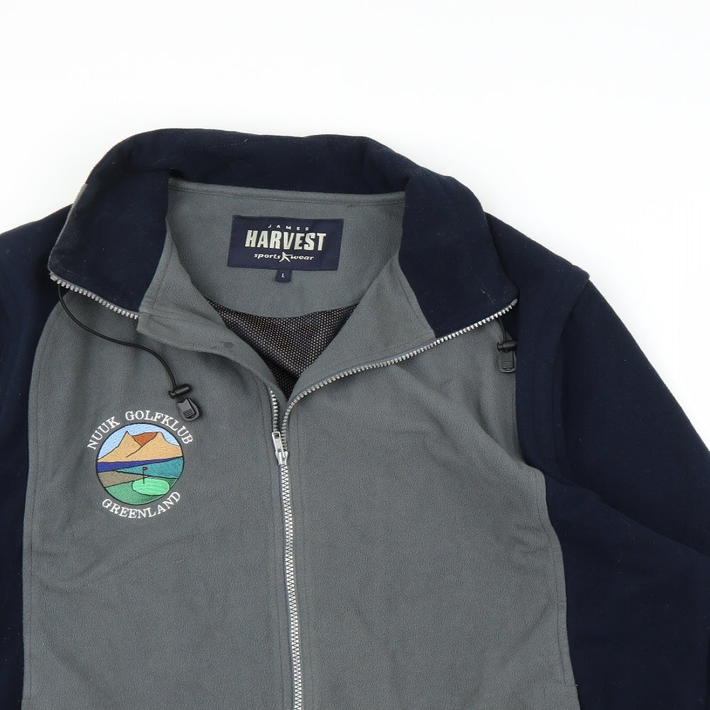James Harvest Mens Blue  Fleece Full Zip Jumper Size L  - Zipped arms