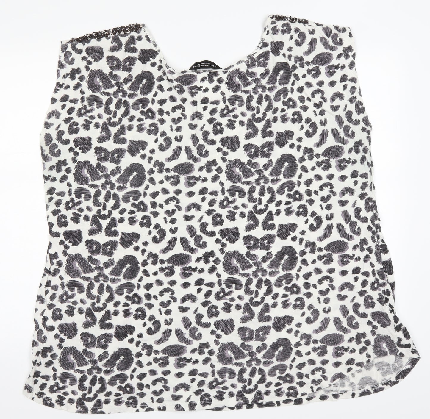 Dorothy Perkins Womens White Animal Print  Basic T-Shirt Size 22  - Black and White