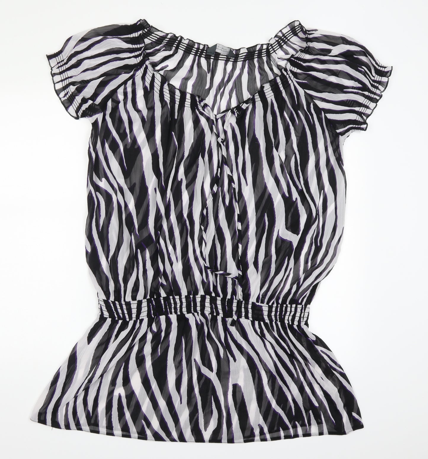 Dorothy Perkins Womens Purple Striped  Basic Blouse Size 20  - Black and White