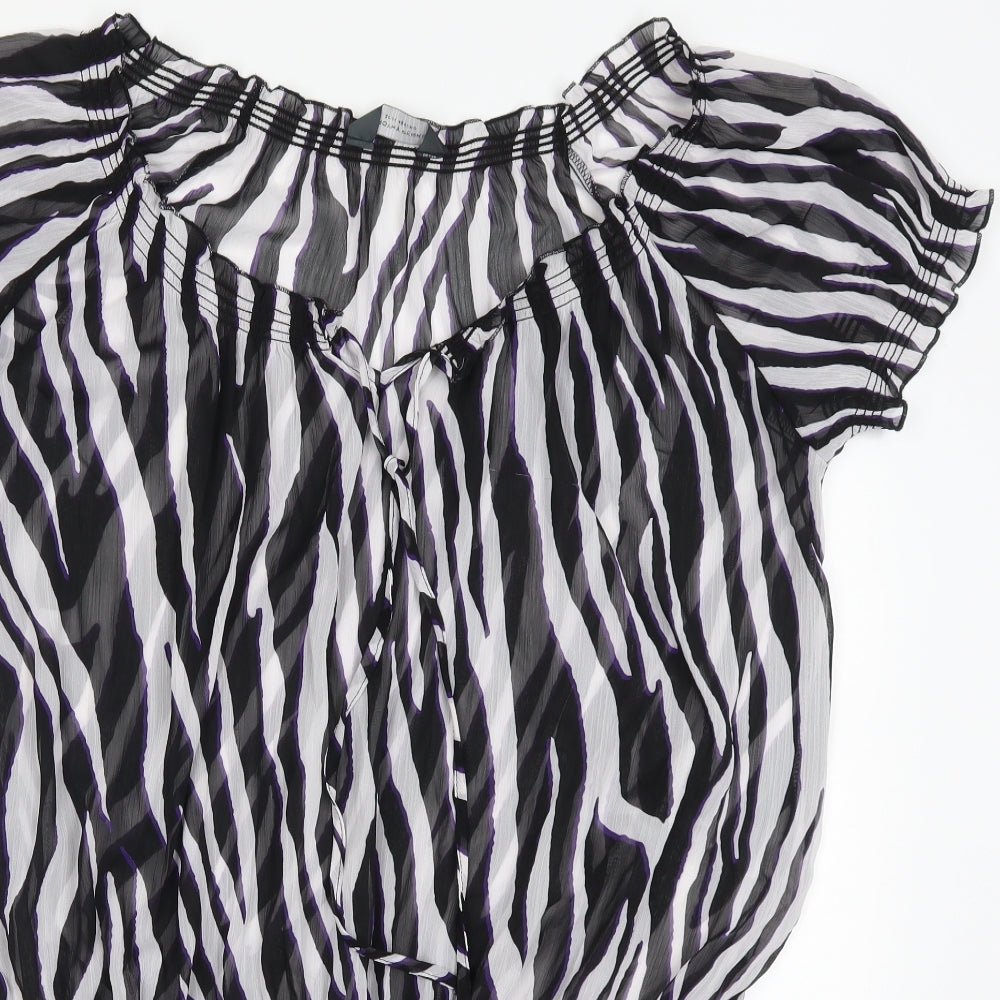Dorothy Perkins Womens Purple Striped  Basic Blouse Size 20  - Black and White