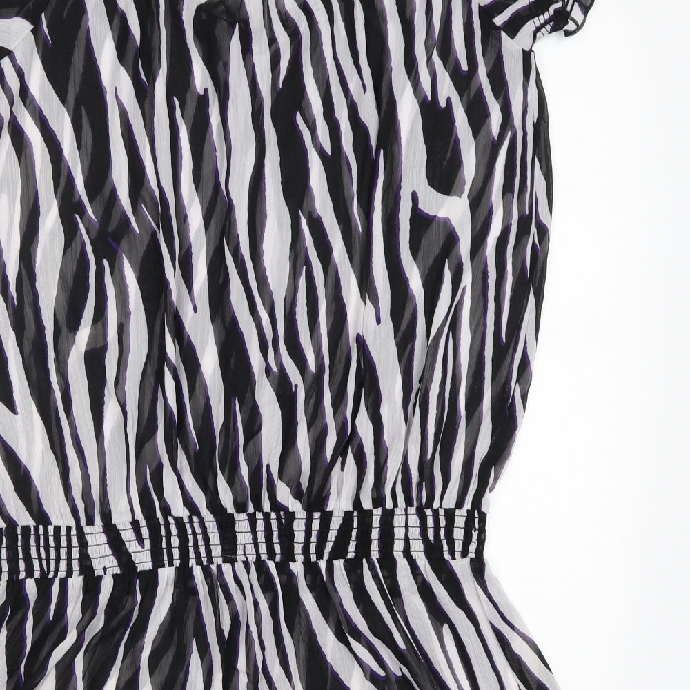 Dorothy Perkins Womens Purple Striped  Basic Blouse Size 20  - Black and White