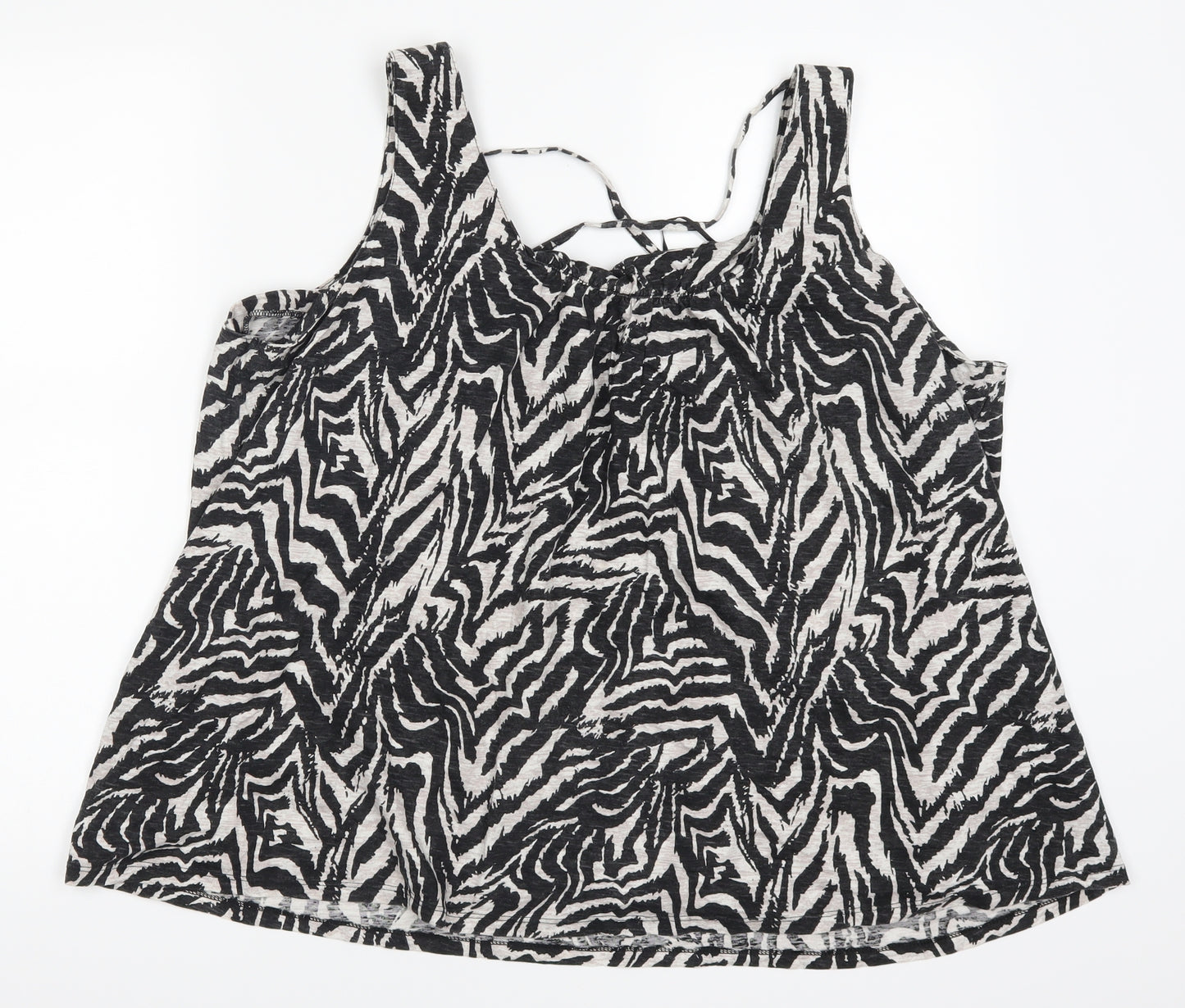 George Womens Black Striped  Basic Tank Size 22  - Black and White Zebra Stripe