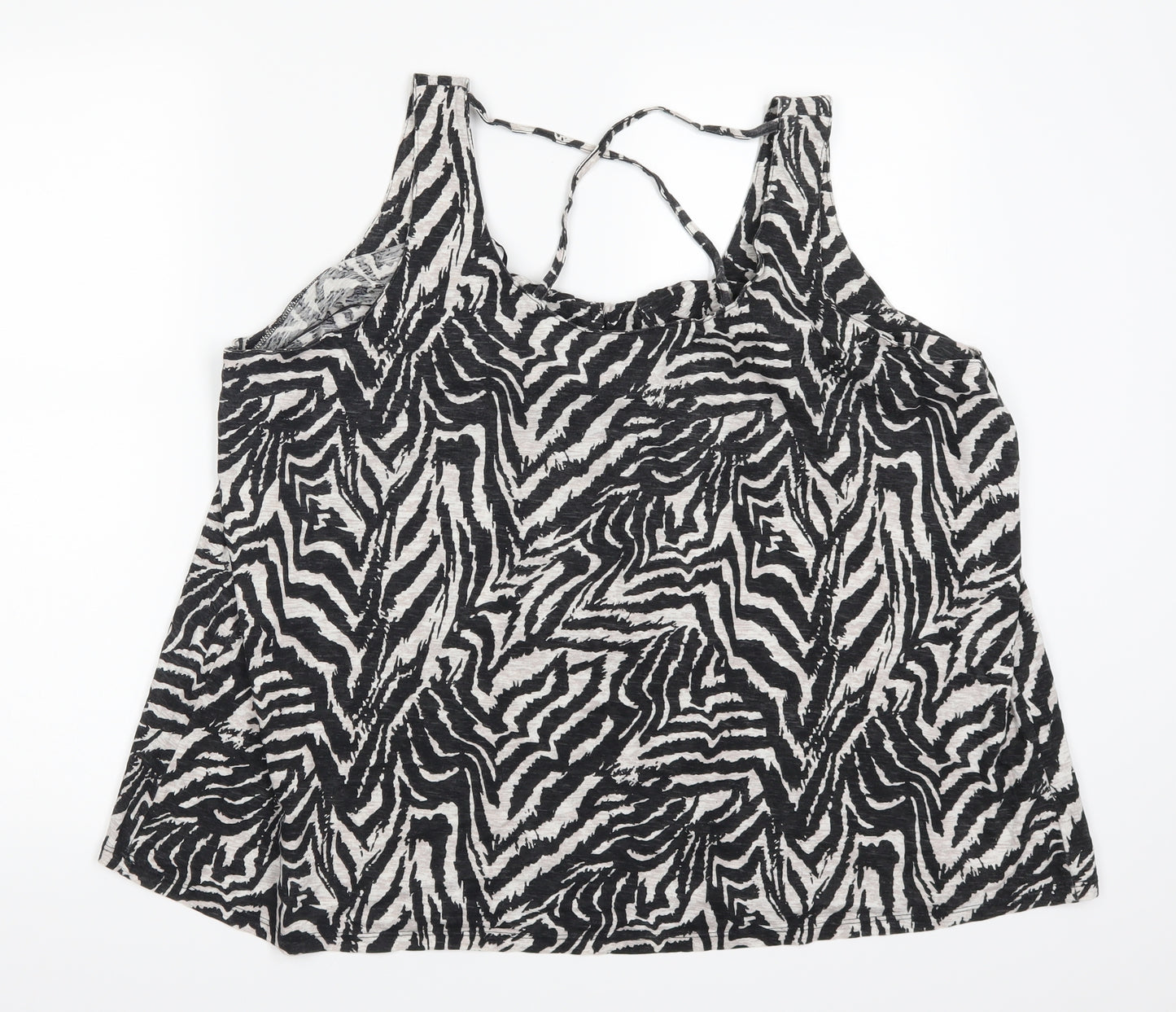 George Womens Black Striped  Basic Tank Size 22  - Black and White Zebra Stripe