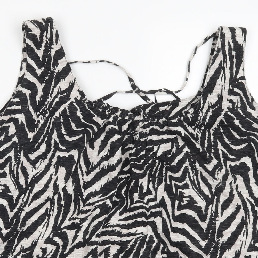 George Womens Black Striped  Basic Tank Size 22  - Black and White Zebra Stripe