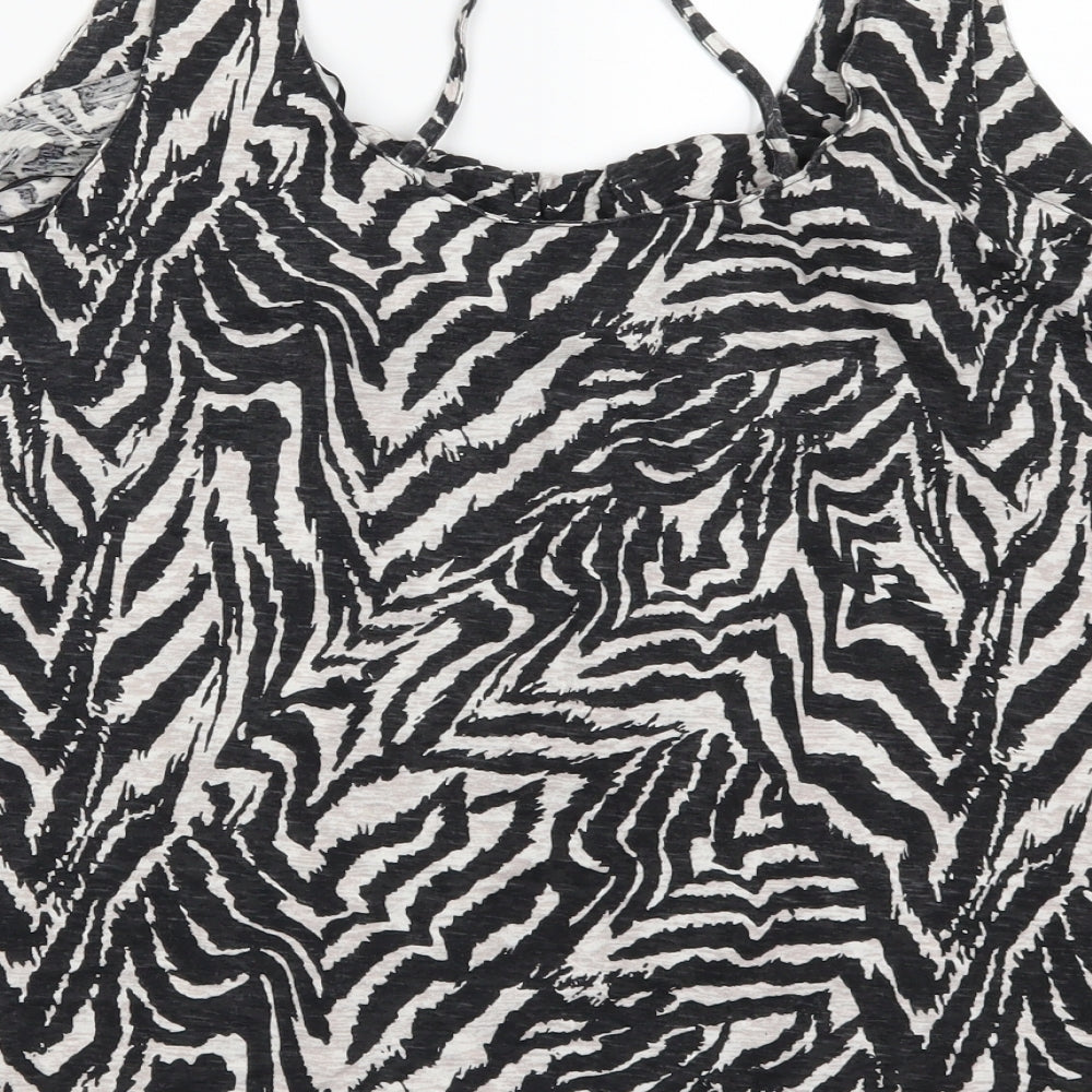 George Womens Black Striped  Basic Tank Size 22  - Black and White Zebra Stripe