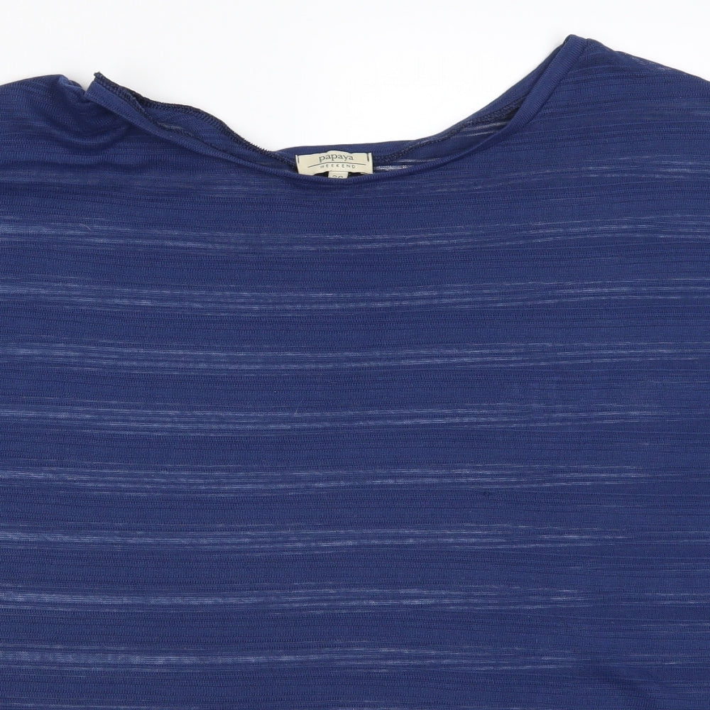 Papaya Womens Blue Striped  Basic T-Shirt Size 20