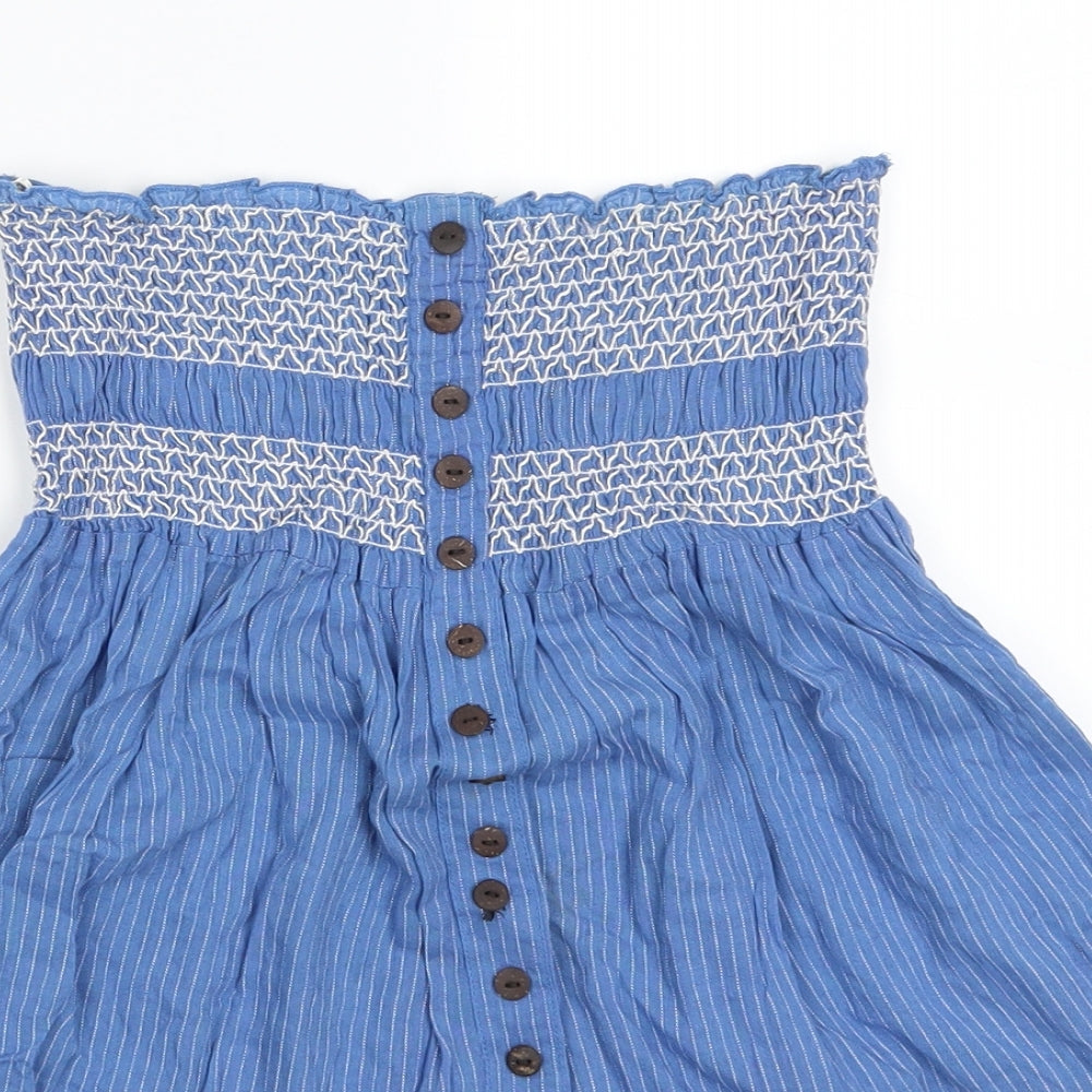SoulCal&Co Womens Blue Striped  Basic Tank Size 8