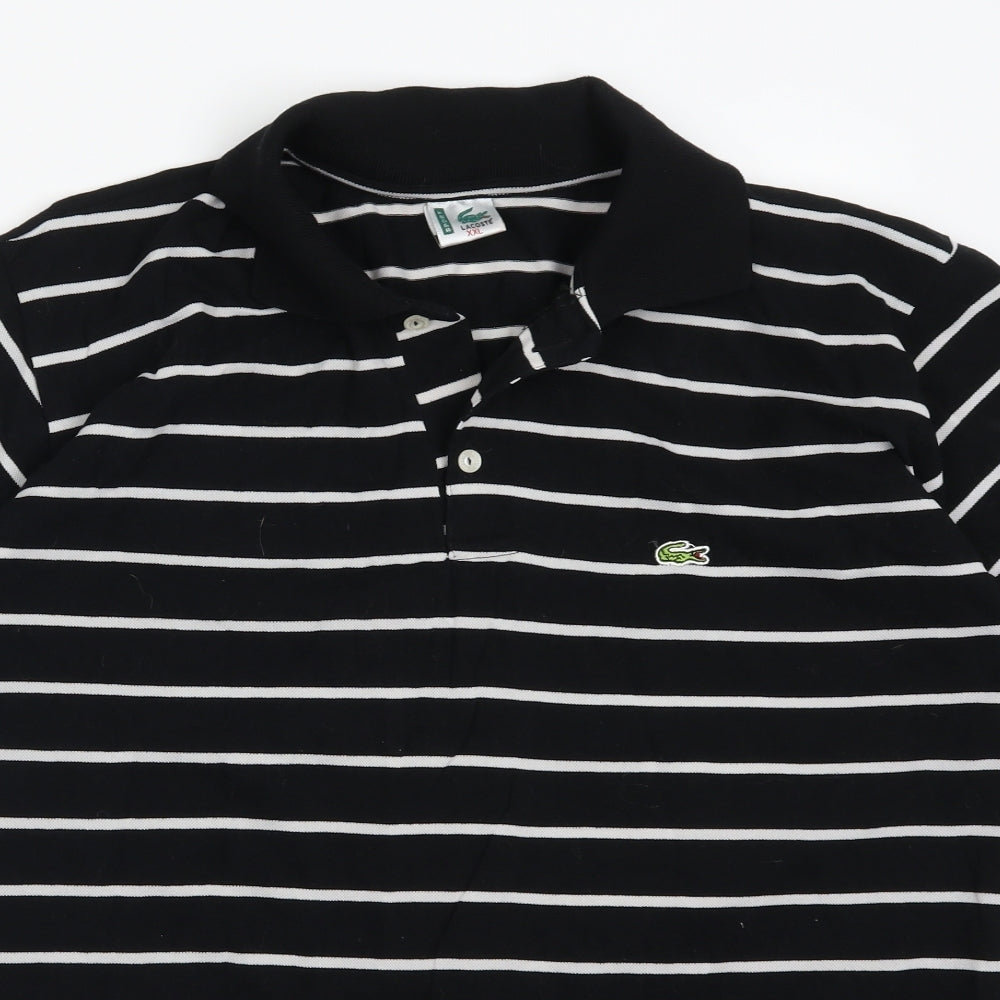 Lacoste Mens Black Striped   Polo Size 2XL