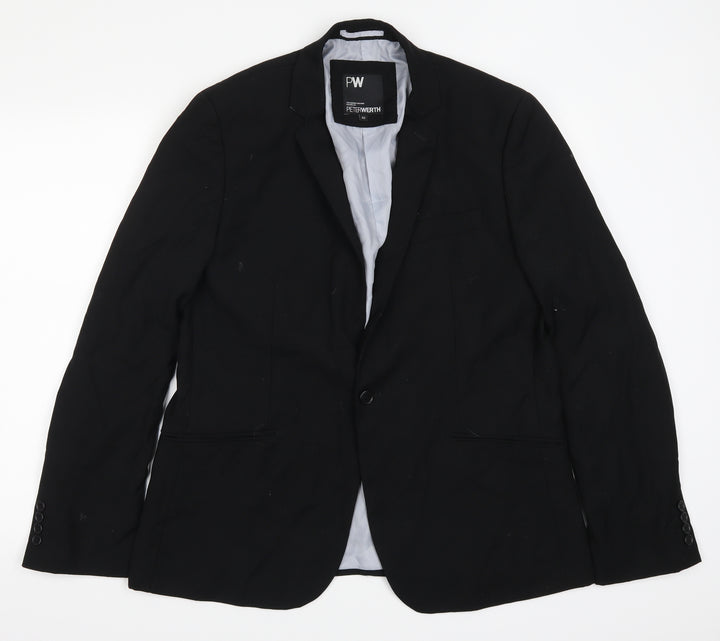 Peter Worth Mens Black Jacket Suit Jacket Size 42
