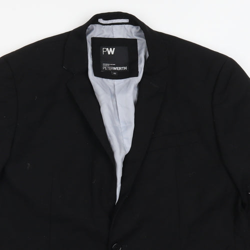 Peter Worth Mens Black   Jacket Suit Jacket Size 42