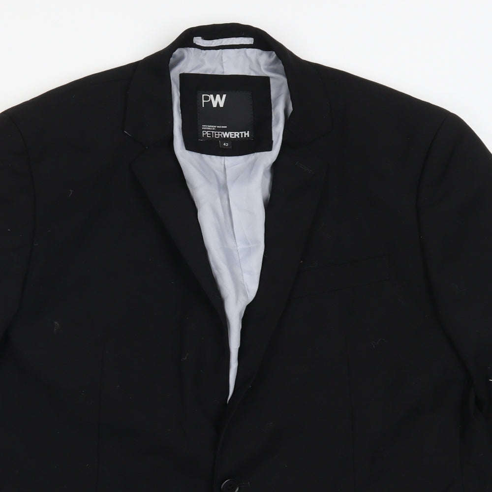 Peter Worth Mens Black   Jacket Suit Jacket Size 42